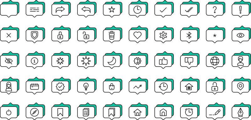 set of conversation and tools icons on transparent background