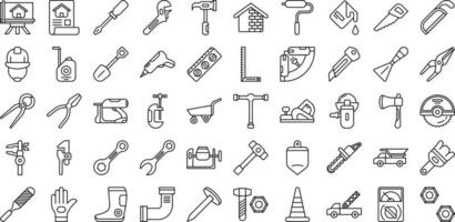 set of construction and tools icons on a transparent background vector