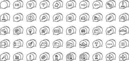 set of speech balloons and tools icons on transparent background vector