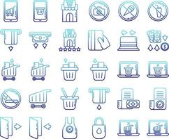 supermarket icon set on transparent background vector
