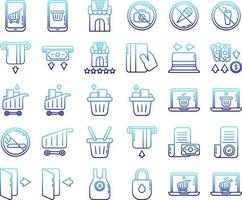 supermarket icon set on transparent background vector