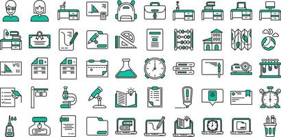 education icon set on transparent background vector