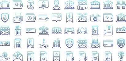 set of finance and business icons on transparent background