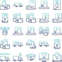 set of business and delivery icons on transparent background vector