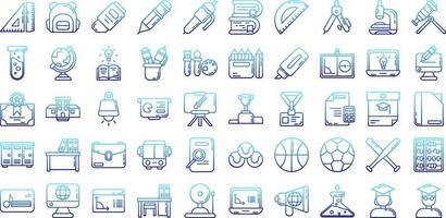 set of school and lesson icons on transparent background vector