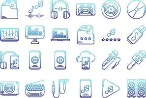 conjunto de iconos de música de audio con fondo transparente vector