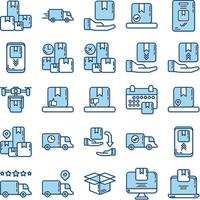 set of business and delivery icons on transparent background vector