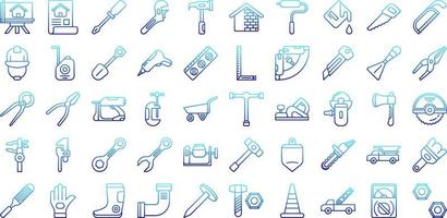 set of construction and tools icons on a transparent background vector