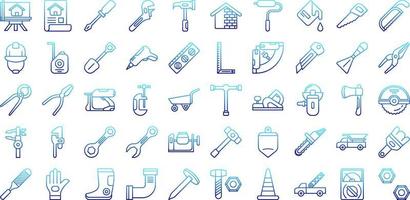 set of construction and tools icons on a transparent background vector