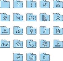 set of folders and tools icons on transparent background vector