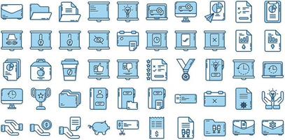 set of presentation and office icons on transparent background vector