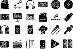 set of audio music icons with transparent background vector