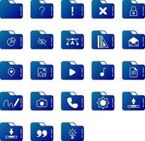 set of folders and tools icons on transparent background