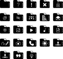 set of folders and tools icons on transparent background vector