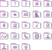 set of folders and tools icons on transparent background