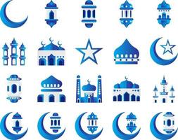 mosque icon set with transparent background vector