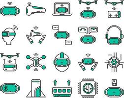 advanced technology icon set on transparent background vector