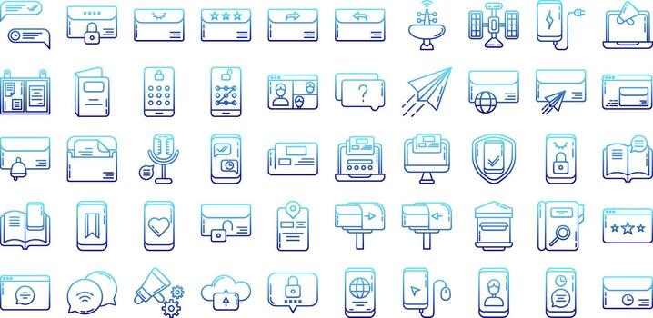 set of communication and message icons on transparent background vector