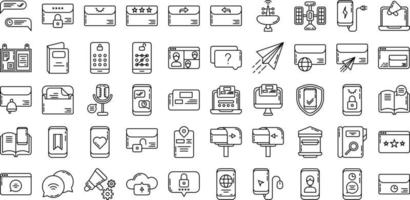 set of communication and message icons on transparent background vector