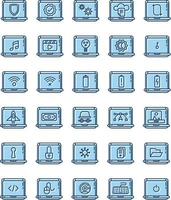 set of laptop and tools icons on a transparent background vector