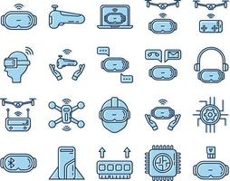 advanced technology icon set on transparent background vector