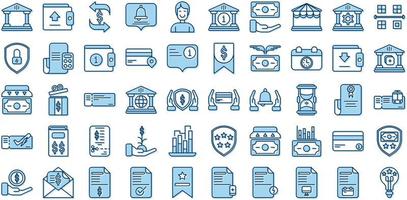 set of finance and business icons on transparent background vector