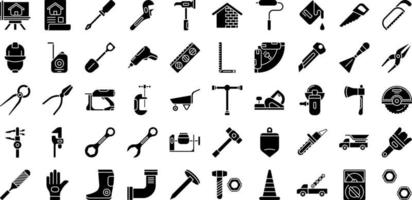 set of construction and tools icons on a transparent background vector