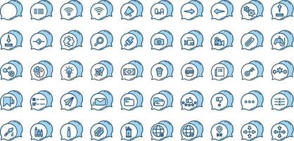 set of speech balloons and tools icons on transparent background vector