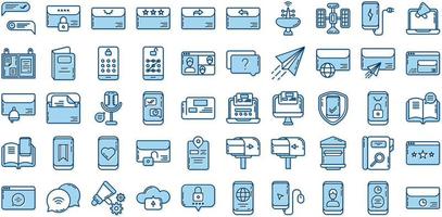 set of communication and message icons on transparent background vector