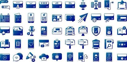 set of communication and message icons on transparent background vector