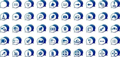 set of speech balloons and tools icons on transparent background vector