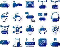 advanced technology icon set on transparent background vector