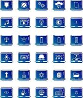 set of laptop and tools icons on a transparent background vector