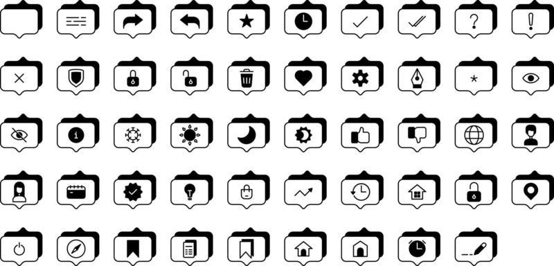 set of conversation and tools icons on transparent background
