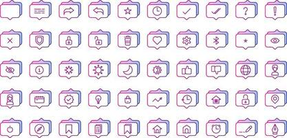 conjunto de iconos de conversación y herramientas sobre fondo transparente vector