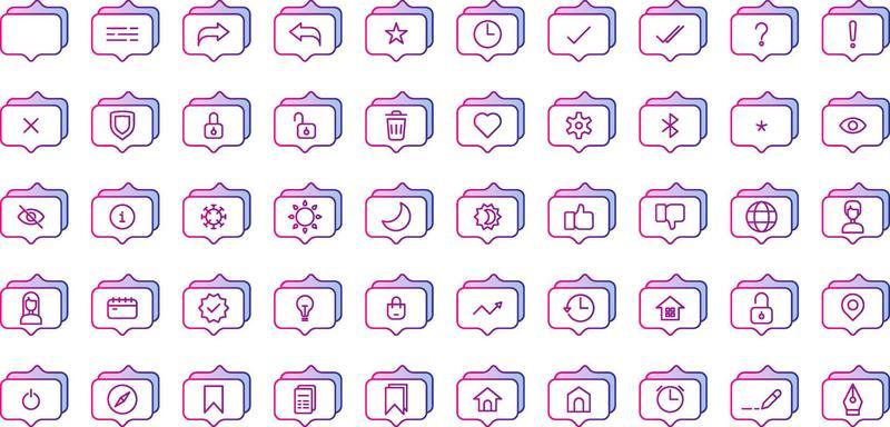 set of conversation and tools icons on transparent background