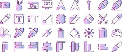 set of editors and tools icons with transparent background vector