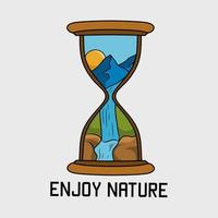 hourglass vector illustration with mountain view