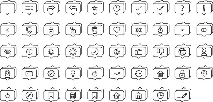 set of conversation and tools icons on transparent background vector