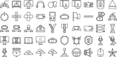gamer icon set on transparent background vector