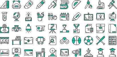 set of school and lesson icons on transparent background vector