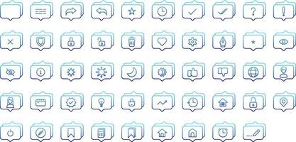 set of conversation and tools icons on transparent background vector