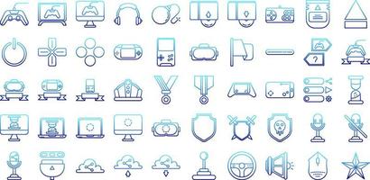 gamer icon set on transparent background vector