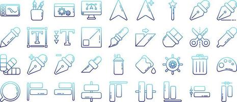 set of editors and tools icons with transparent background vector