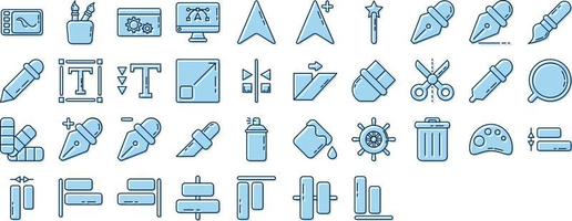 set of editors and tools icons with transparent background vector