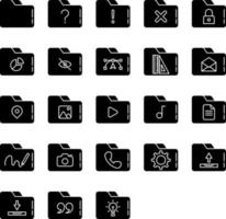 set of folders and tools icons on transparent background vector