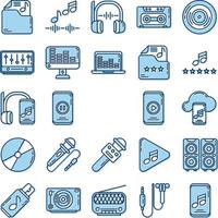 set of audio music icons with transparent background vector