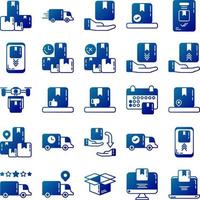 set of business and delivery icons on transparent background vector