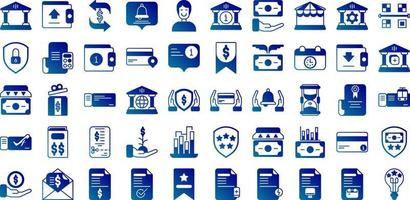 set of finance and business icons on transparent background vector