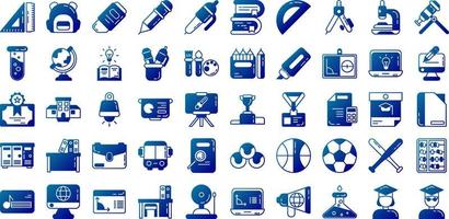 set of school and lesson icons on transparent background vector